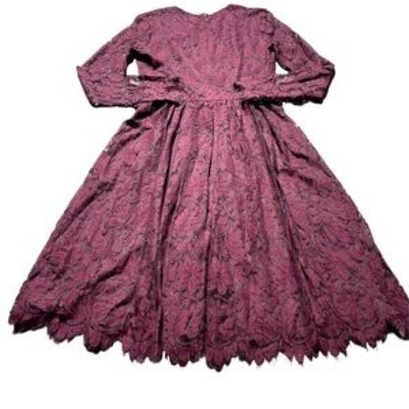 Alexia Admor Maroon Long Sleeve Lace Knee Length Dress S - Picture 7 of 9